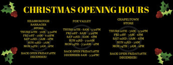CHRISTMAS OPENING HOURS!