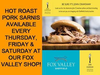 HOT ROAST PORK SARNIS AT OUR FOX VALLEY SHOP!